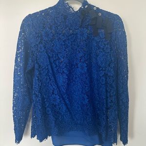 J. Crew lace bow neck blouse